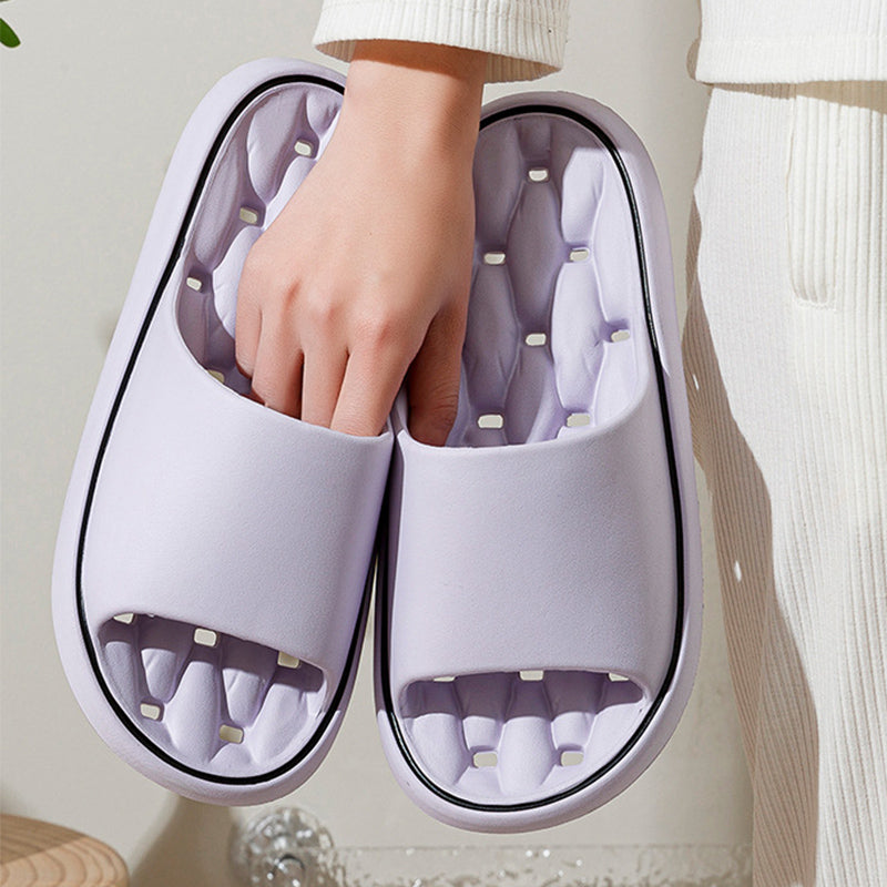 Zapatillas de baño de diseño antideslizante para el hogar, zapatos de suela gruesa para el piso del dormitorio, zapatos de casa para mujeres y hombres