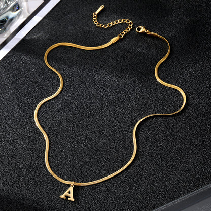 Minimalist A-Z Letter Pendant Necklace For Women Stainless Steel Gold Color Snake Chains Jewelry Birthday Gift